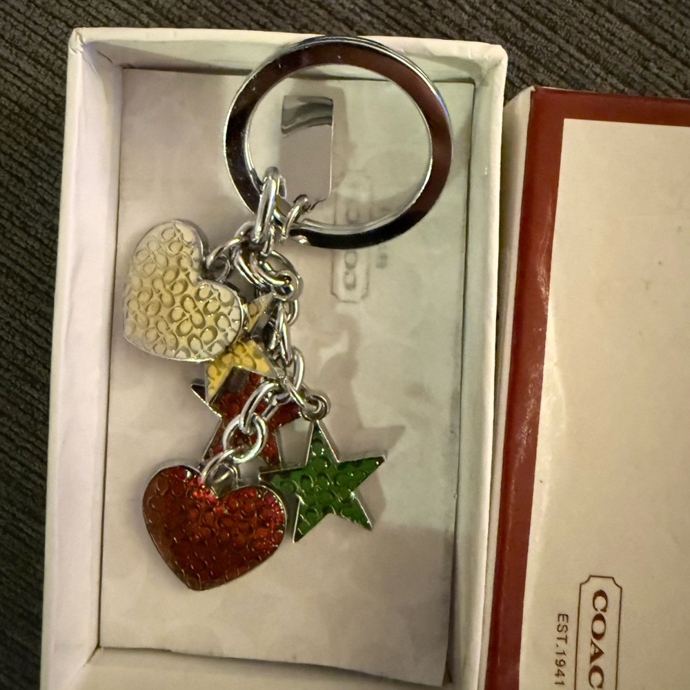 Coach Heart and Star Keychain